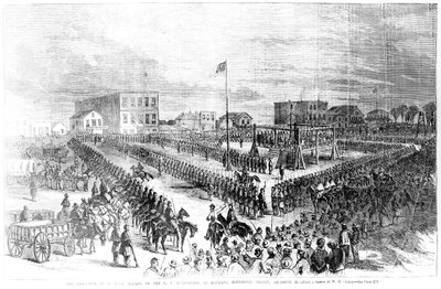 The Execution of Sioux Indians by the US Authorities at Mankato, Minnesota on 26th December 1862 by American School